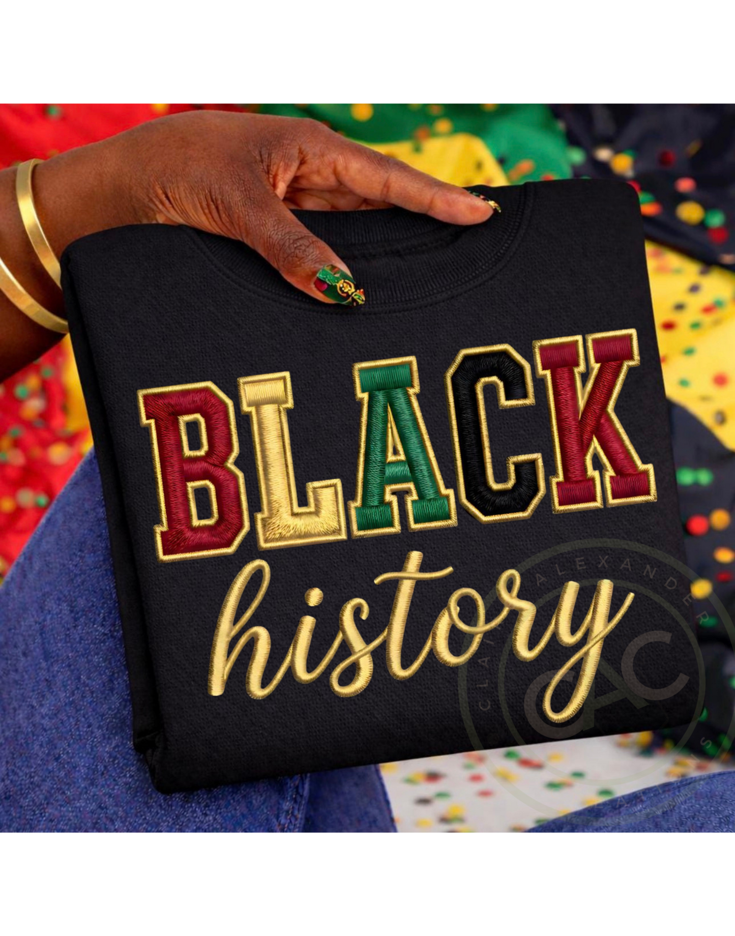 Signature Stitch Faux Embroidery Black History Apparel
