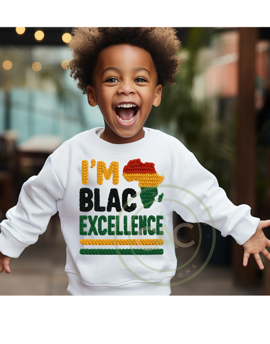 I Am Black Excellence - Faux Crochet Graphic Apparel