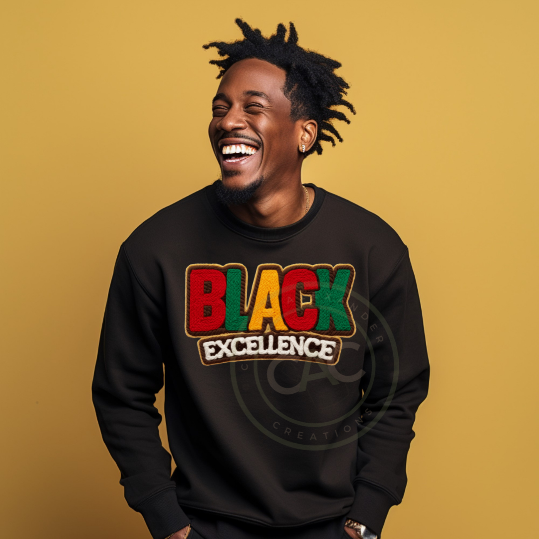 Black Excellence | Faux Embroidery Heritage Sweatshirt [Daily Deal - 2/6/26]